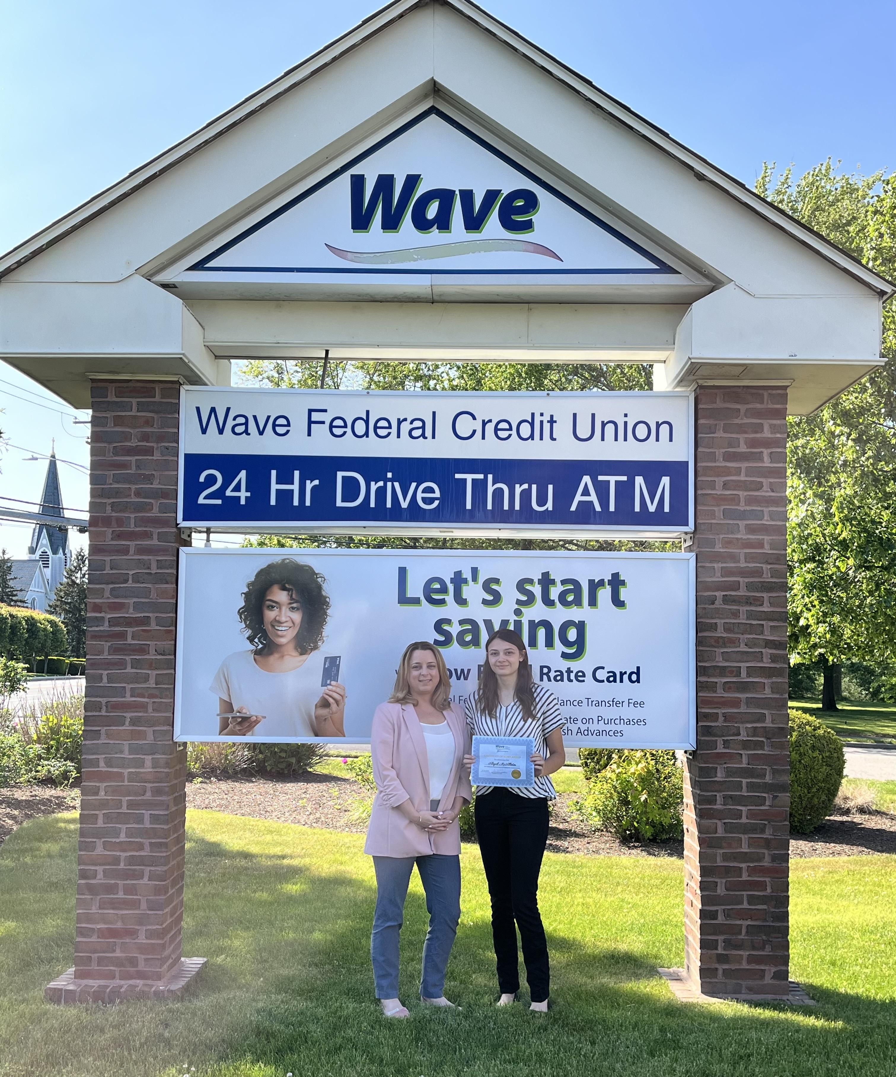 Pictured with Elizabeth Zachow, Wave’s Vice President of Lending, is Abigail.